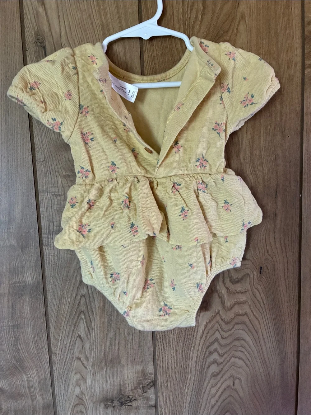 Baby Yellow Floral Peplum Romper Onesie